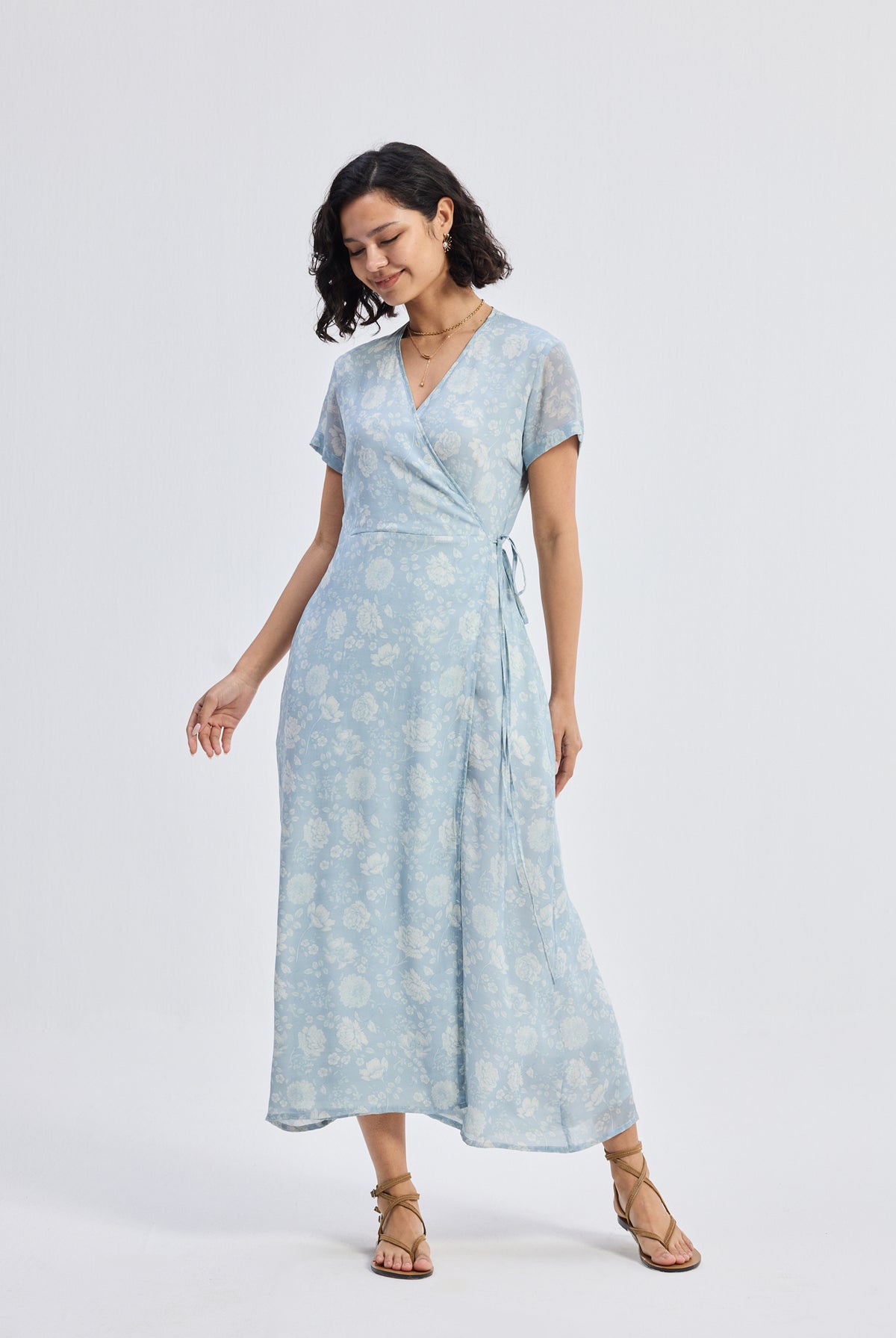 Maxi Wrap Dress in Florals Longshot