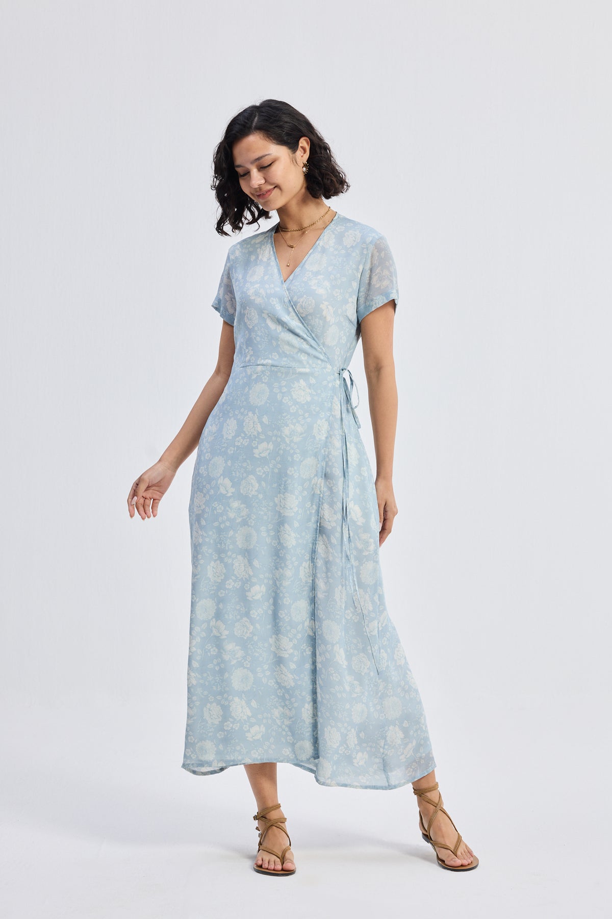 Maxi Wrap Dress in Florals Longshot