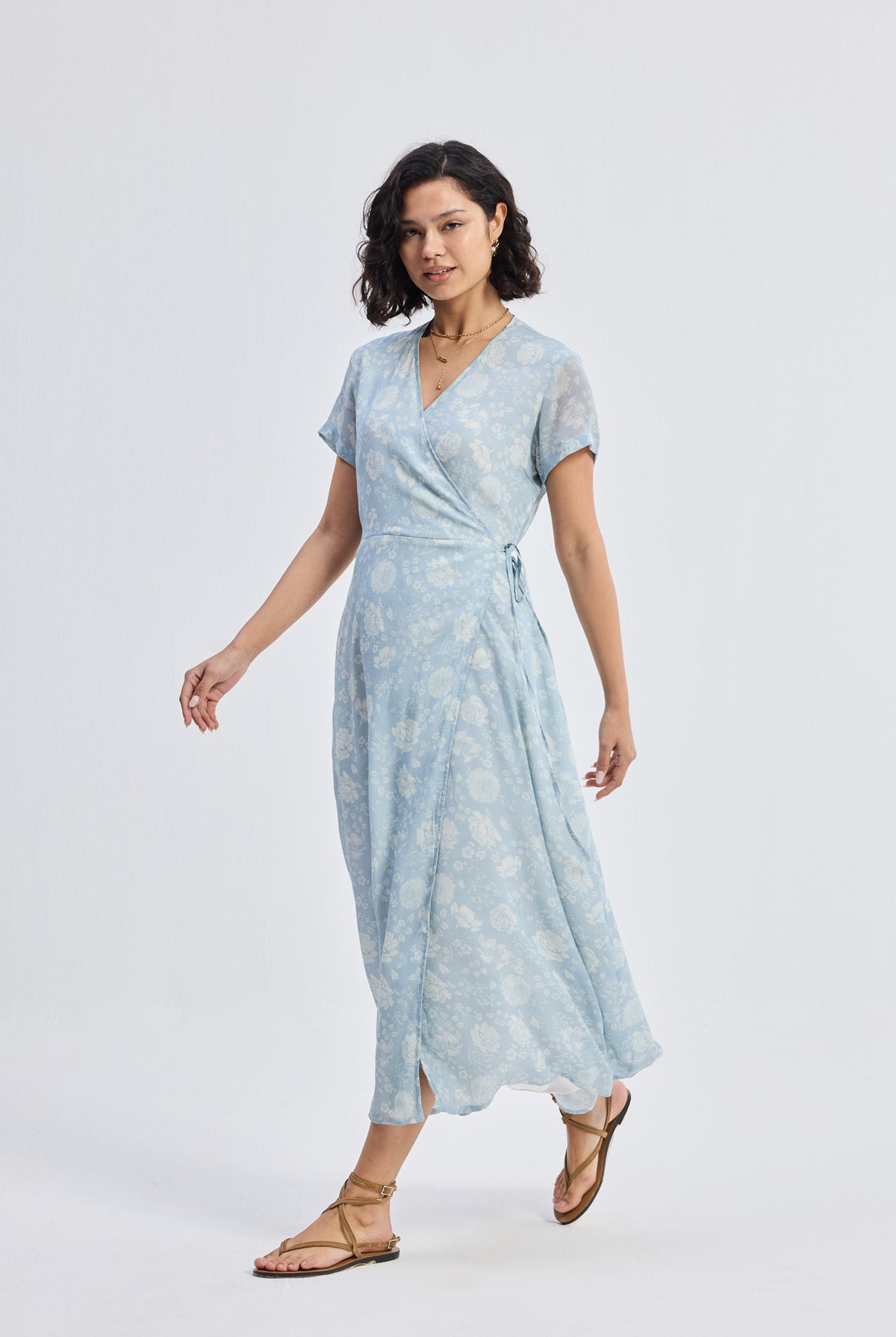 Maxi Wrap Dress in Florals Longshot