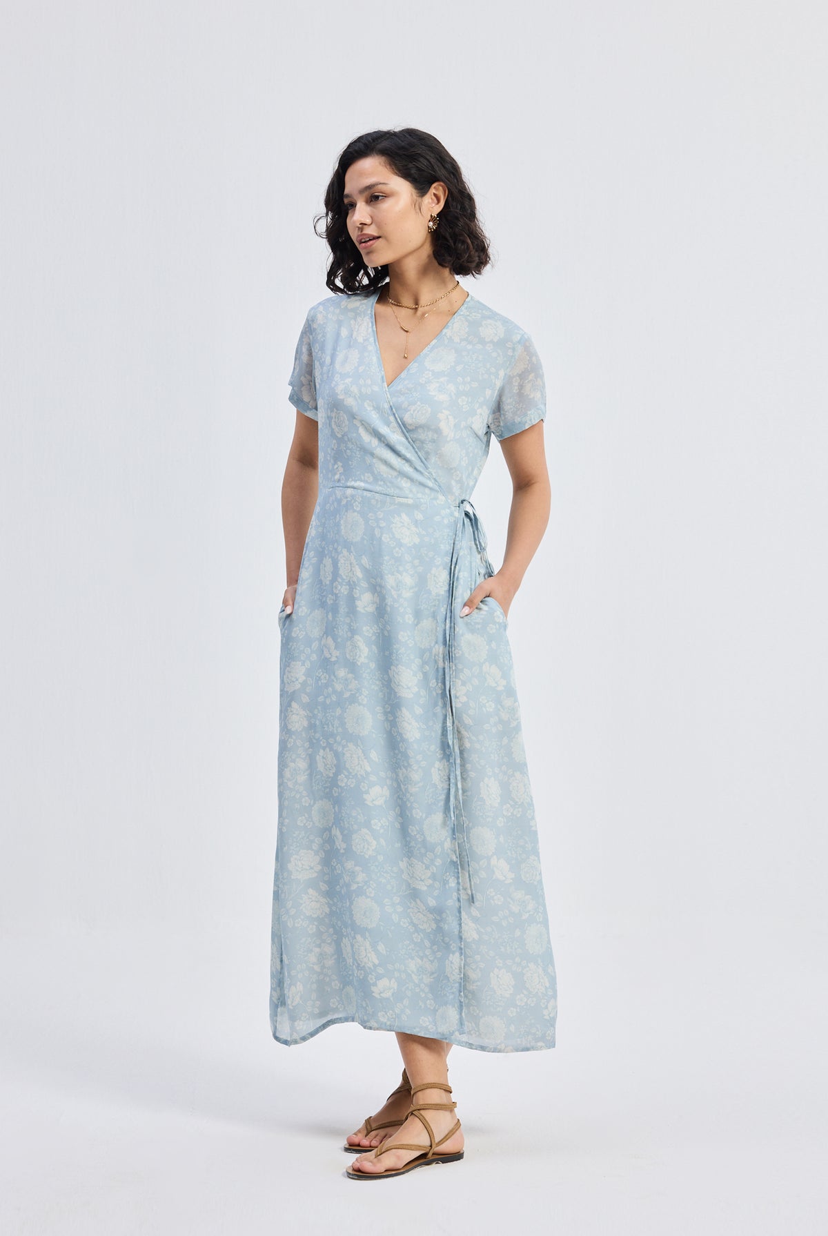 Maxi Wrap Dress in Florals Longshot