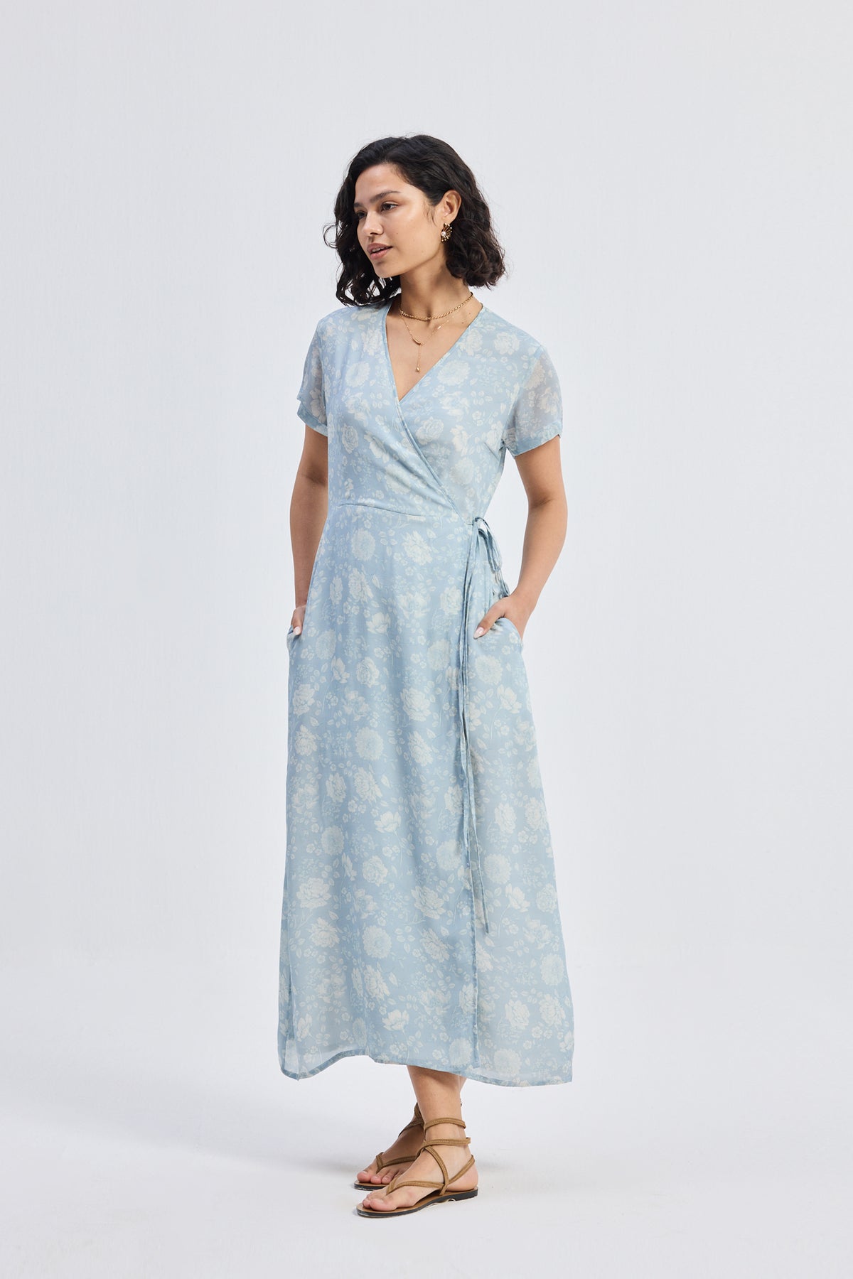 Maxi Wrap Dress in Florals Longshot