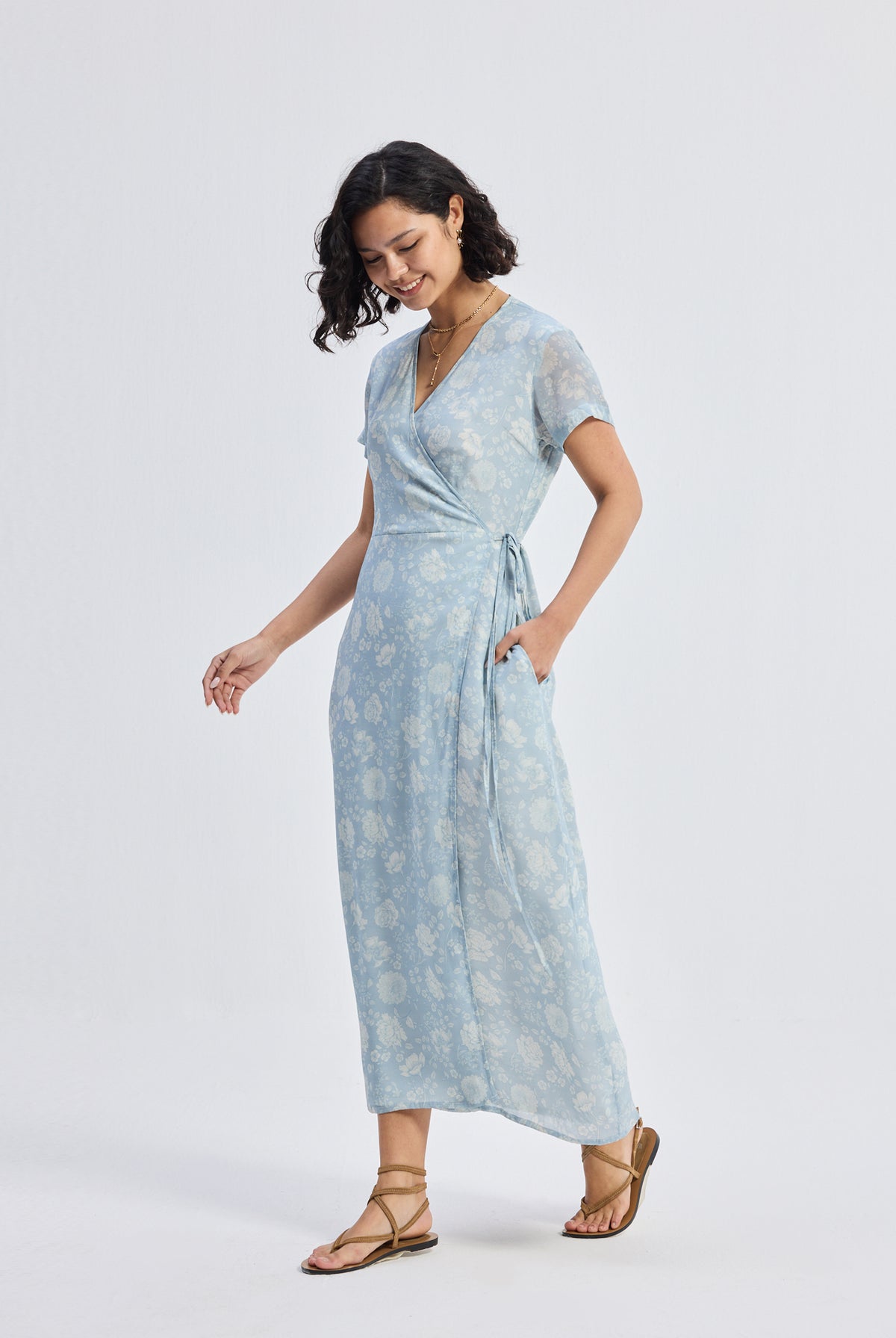 Maxi Wrap Dress in Florals Longshot