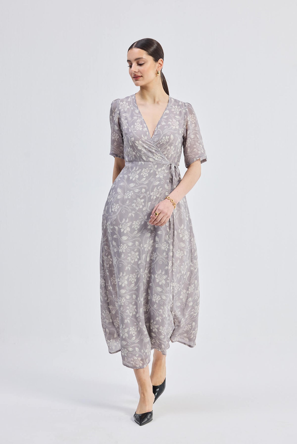 Maxi Wrap Floral dress in Vintage Vines Longshot