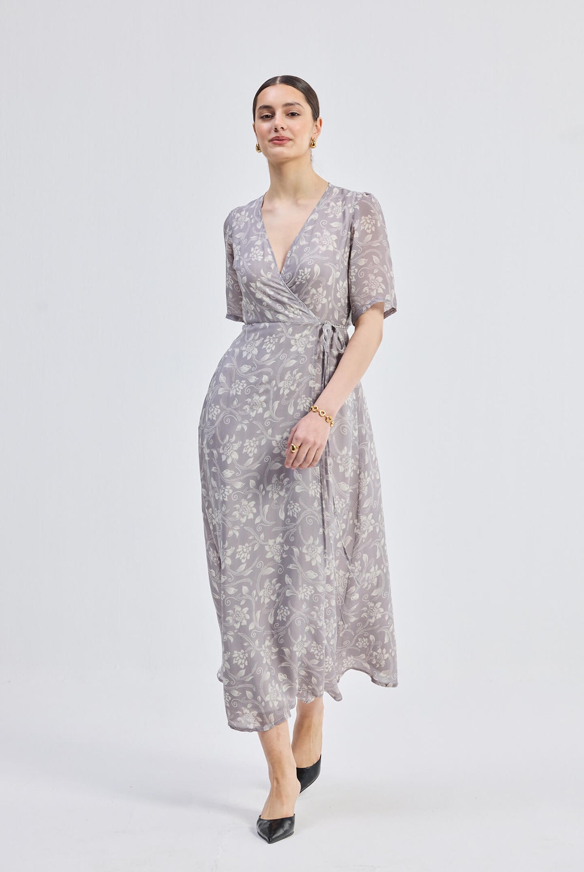 Maxi Wrap Floral dress in Vintage Vines Longshot