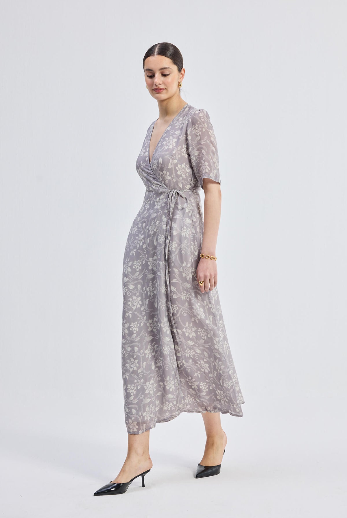 Maxi Wrap Floral dress in Vintage Vines Longshot