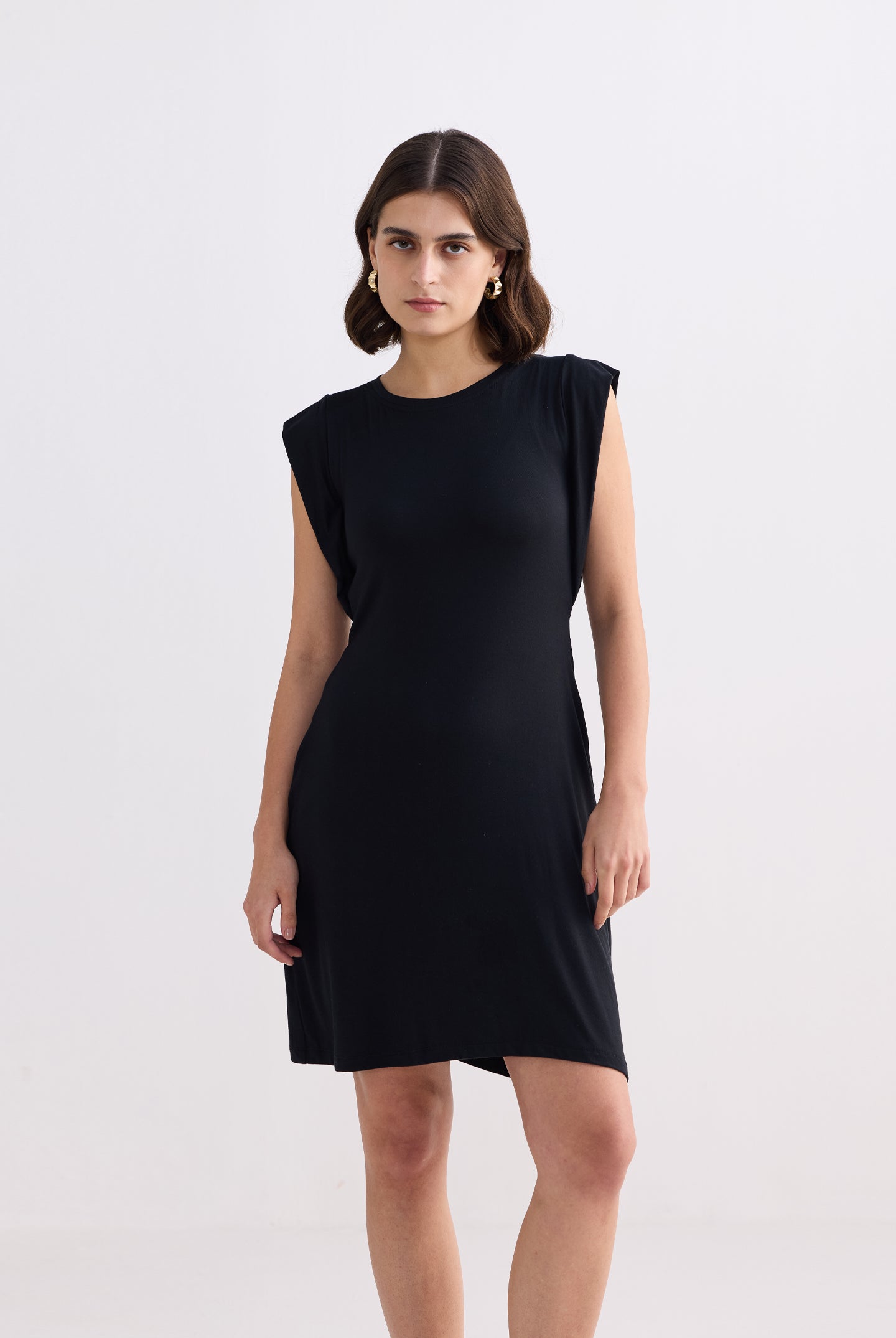 Muscle Tee Short Dress in Black Longshot