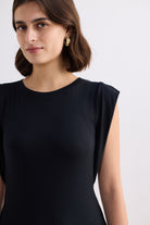 Muscle Tee Short Dress in Black Closeup