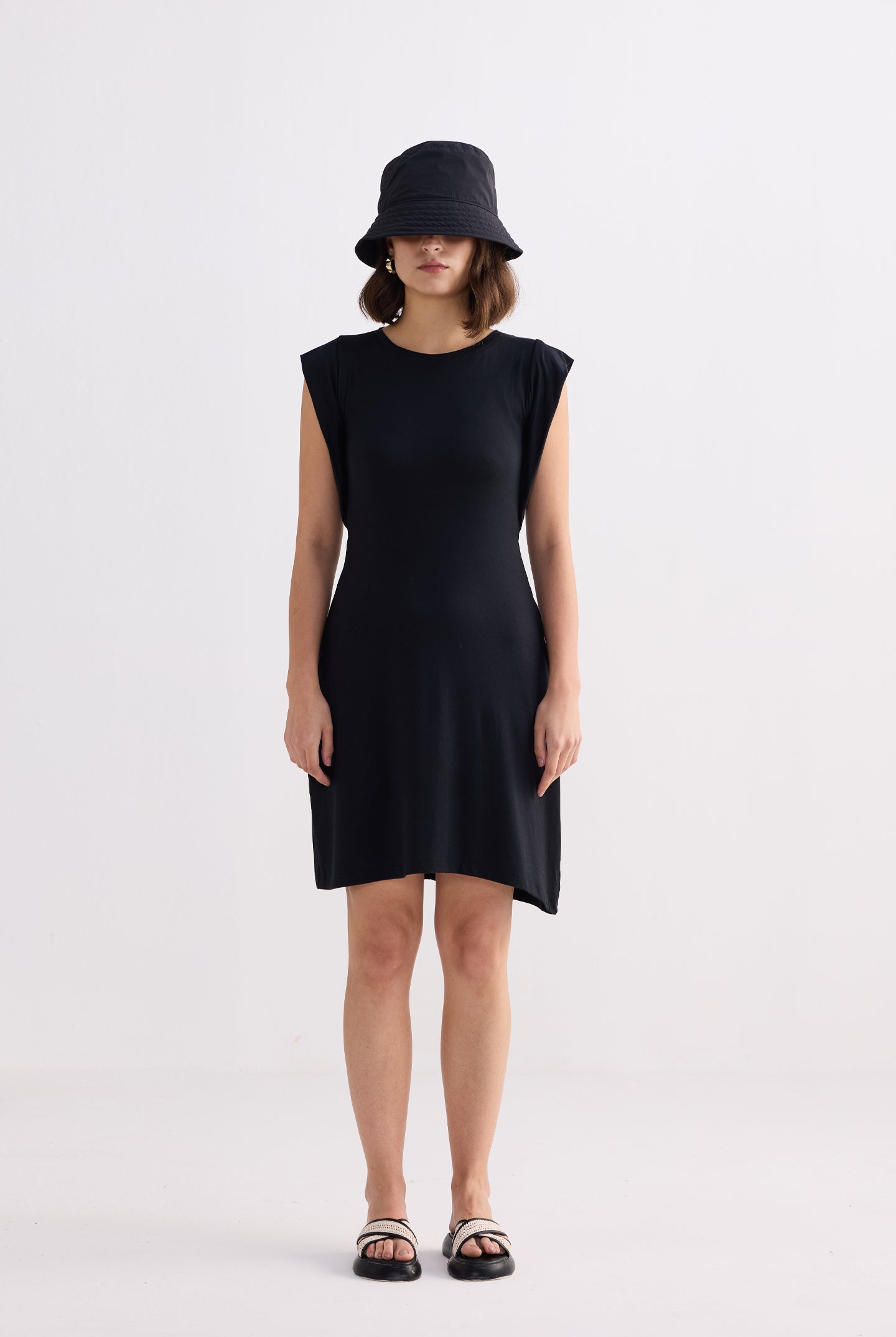 Muscle Tee Short Dress in Black Longshot