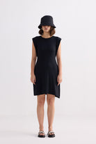 Muscle Tee Short Dress in Black Longshot