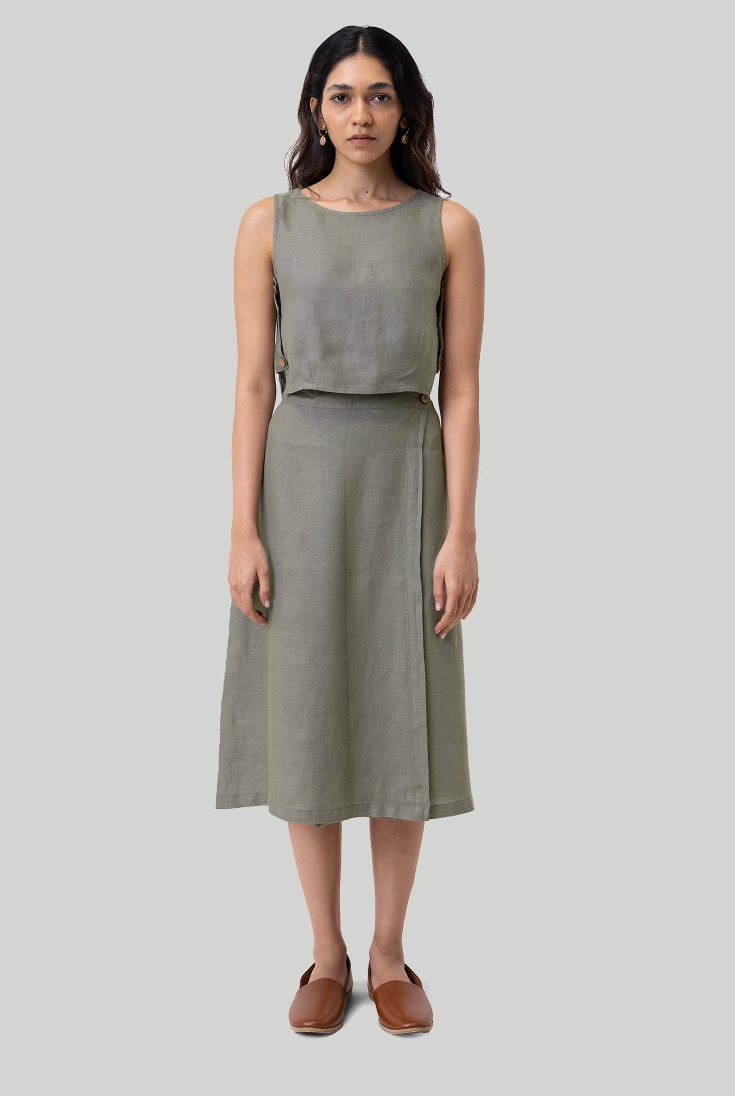 Breezy Hemp Summer Set in Dark Green