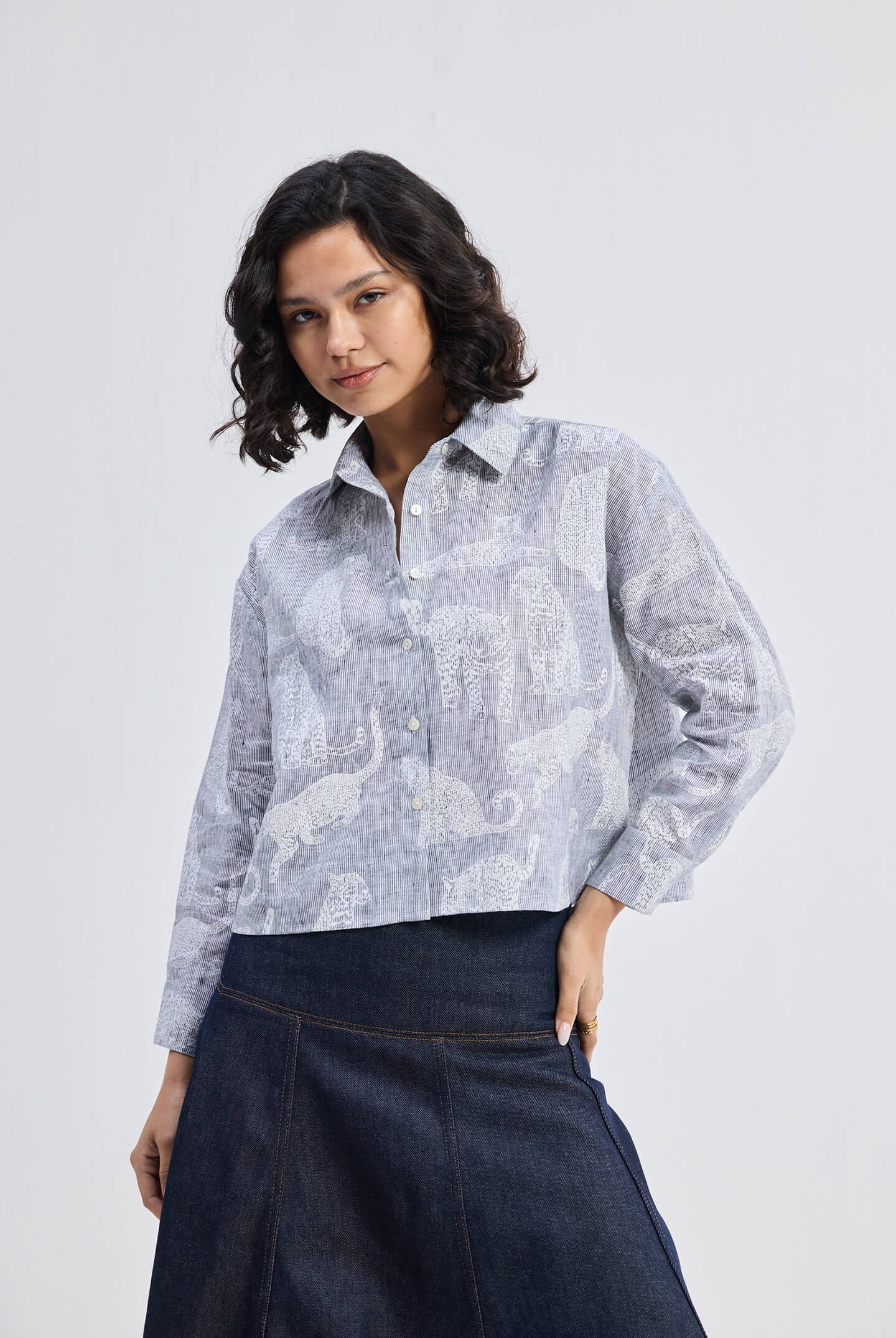 Oversized Boxy-fit Shirt in Animal Print