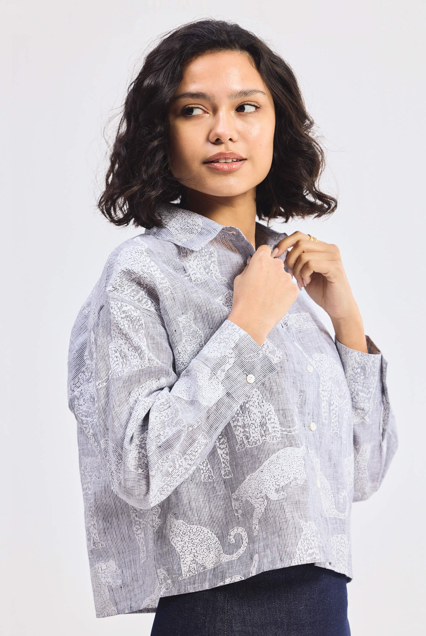 Oversized Boxy-fit Shirt in Animal Print