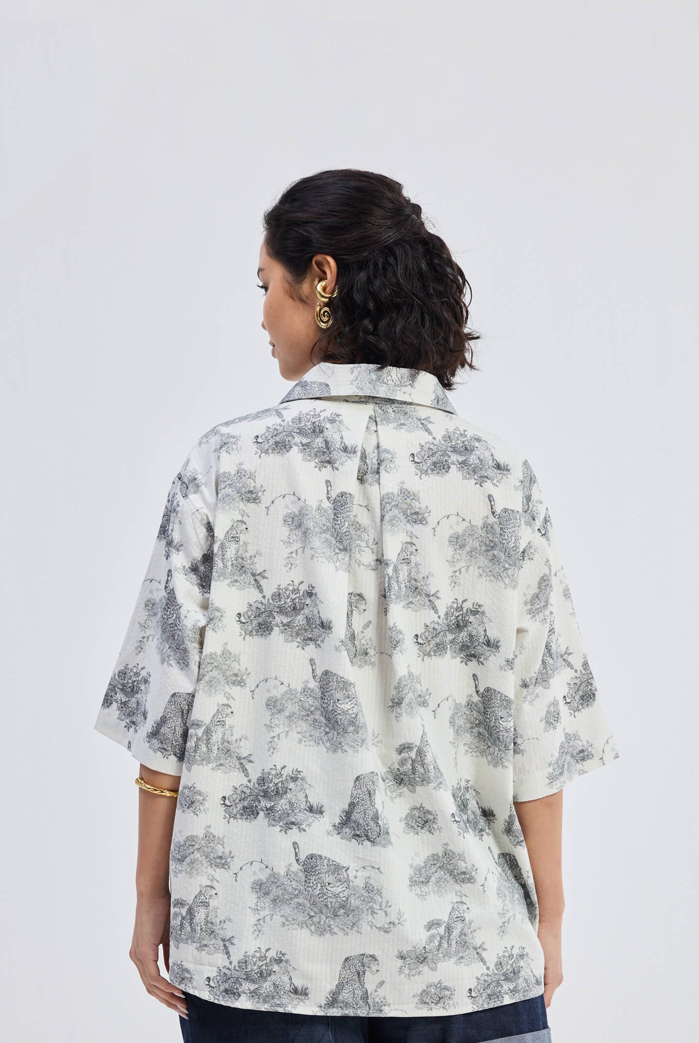 Oversized High-Low Shirt in Animal print
