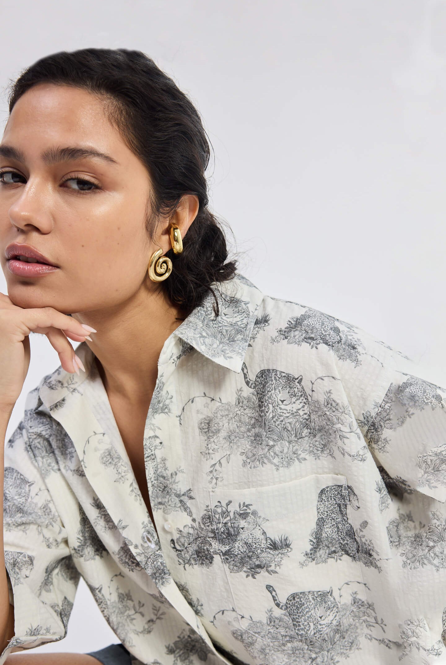 Oversized High-Low Shirt in Animal print