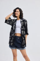 Oversized Shirt with Front-ties in Animal Print