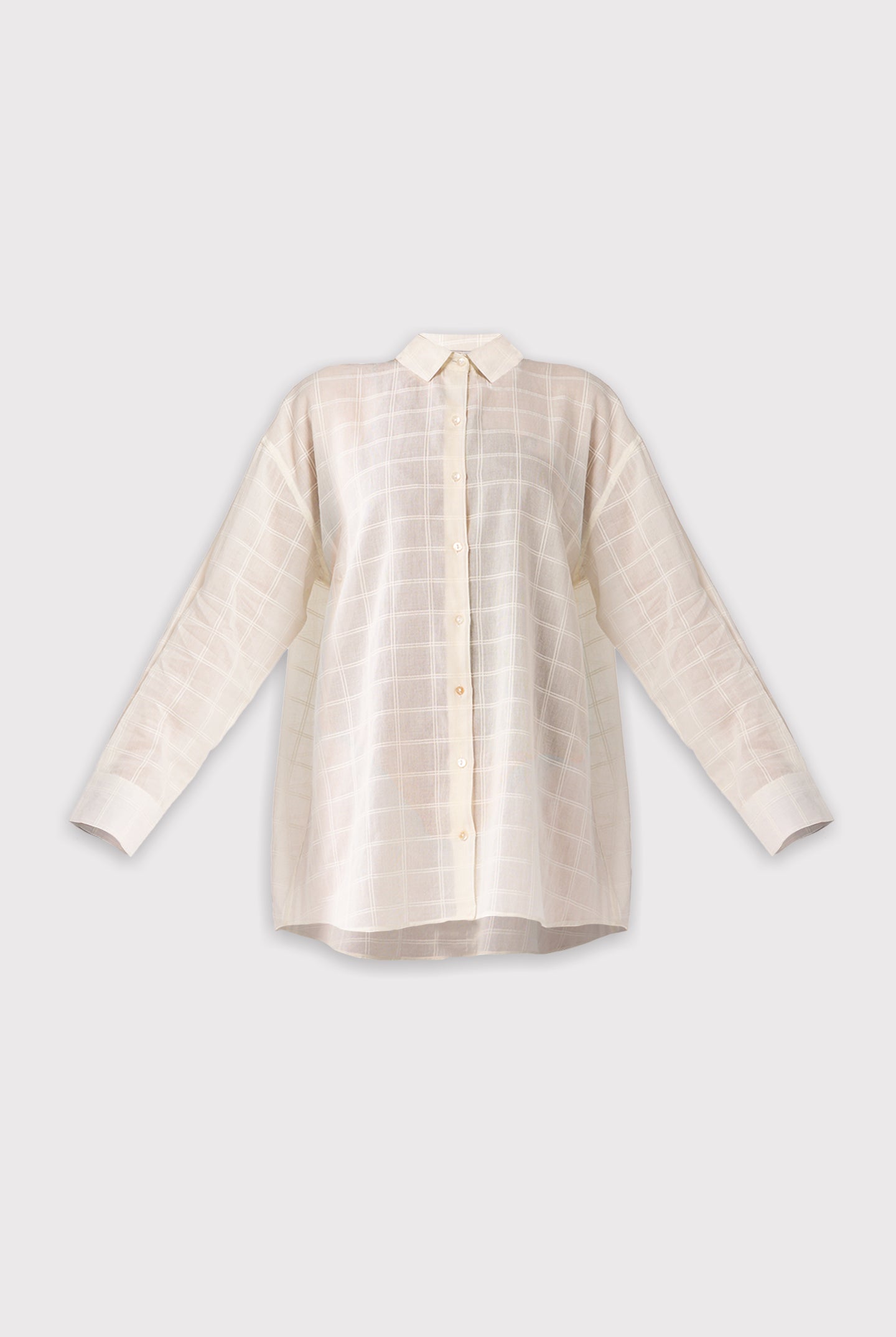 Beige striped shirt on a light gray background
