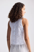 Button Back Embroidered Crop Top Medium Shot