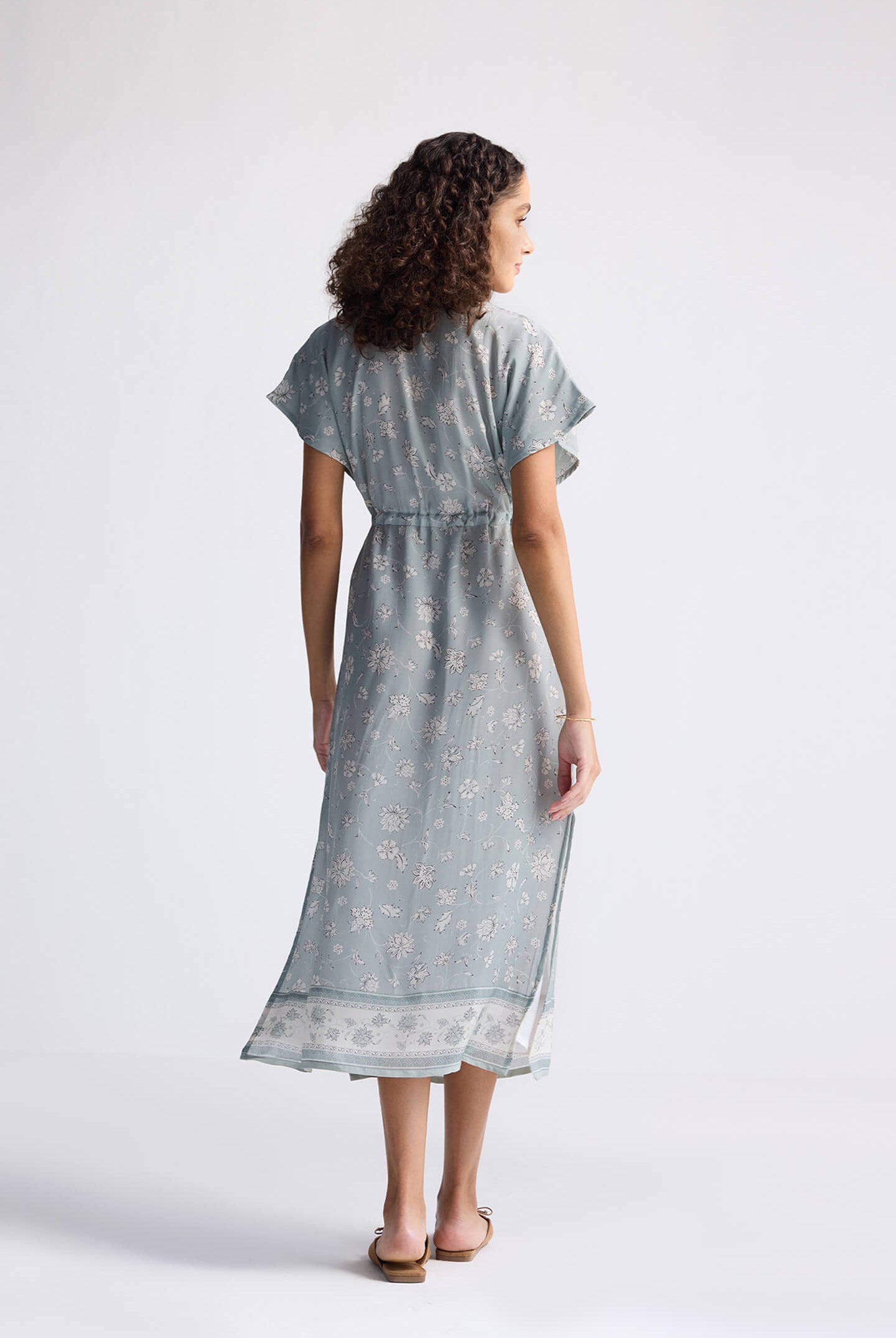 Gathered Maxi Dress in Sage Green Long Shot