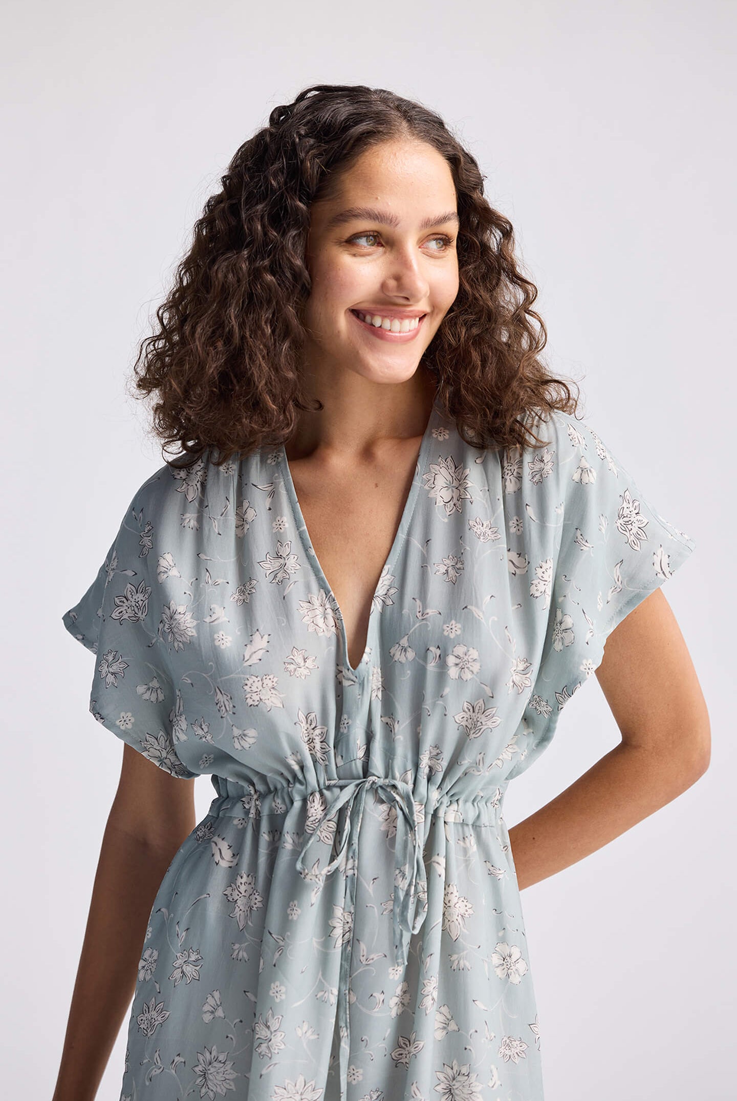 Gathered Maxi Dress in Sage Green Medium Shot