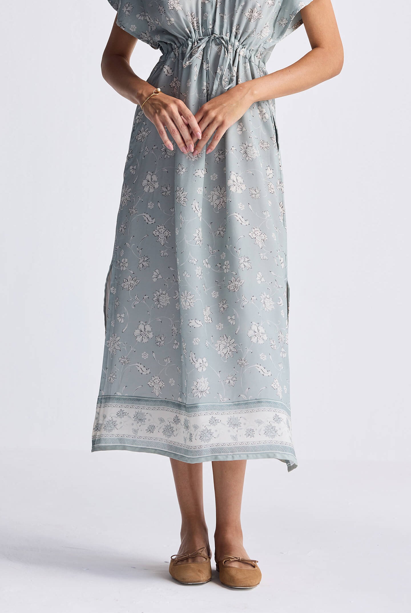 Gathered Maxi Dress in Sage Green Medium Shot