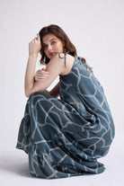 One Shoulder Maxi Dress in Abstract Stripes Moodshot