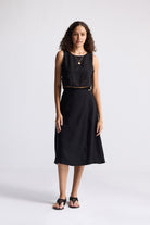 Overlap Midi Skirt in Black Long Shot