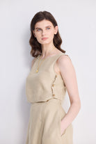 Overlap Midi Skirt in Neutral Beige Medium Shot