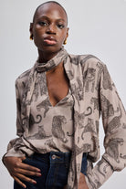 Relaxed-Fit Top with Front-tie in Animal Print