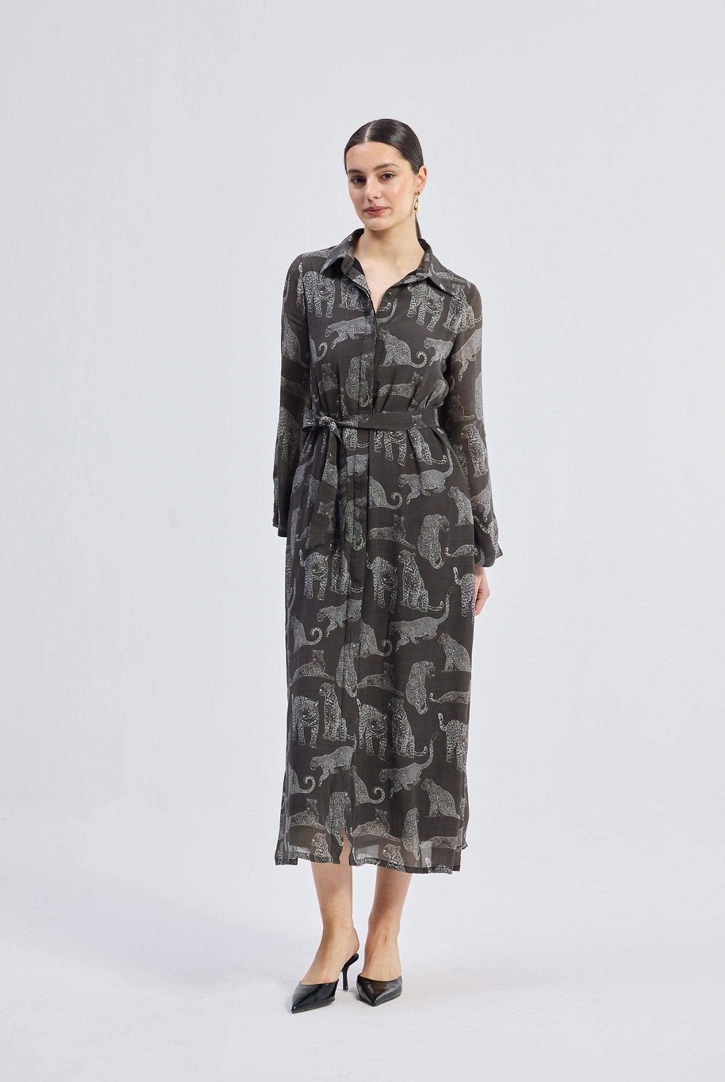 Relaxed-fit Shirt Dress in Animal Print
