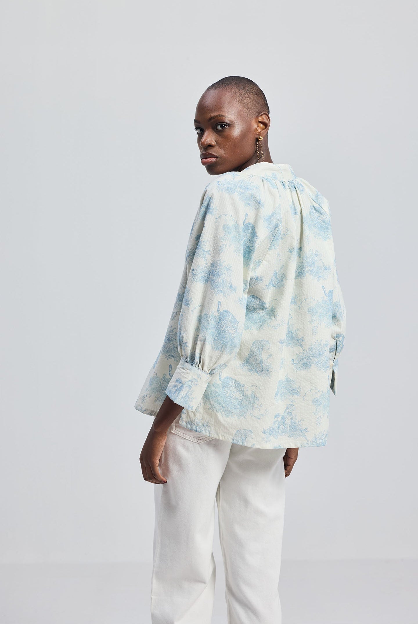 Relaxed-fit Shirt with Drawstring in Animal Print