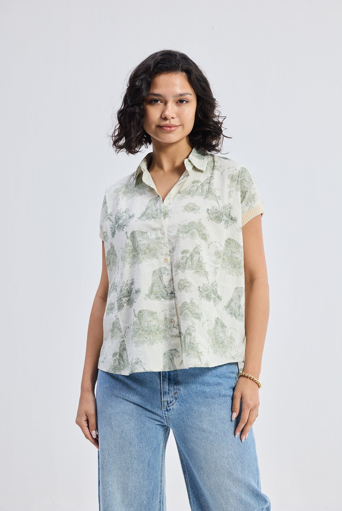 Relaxed-fit Button-down Shirt in Animal print