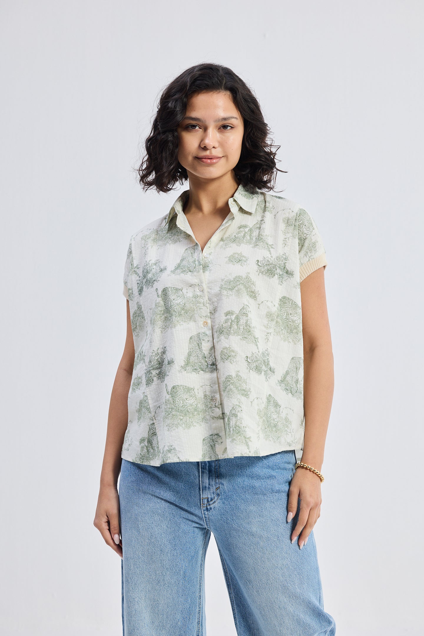 Relaxed-fit Button-down Shirt in Animal print