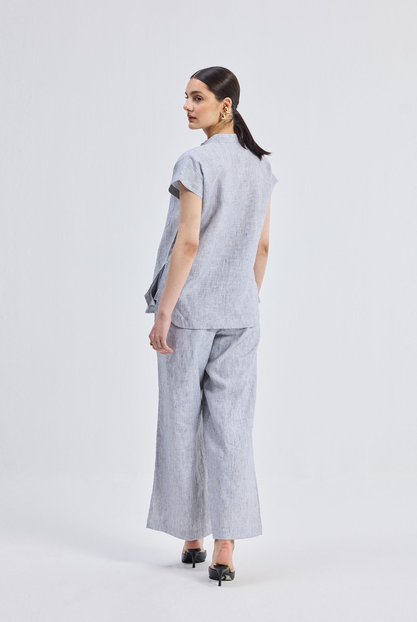 Relaxed-fit Shirt Set in Linen Stripes
