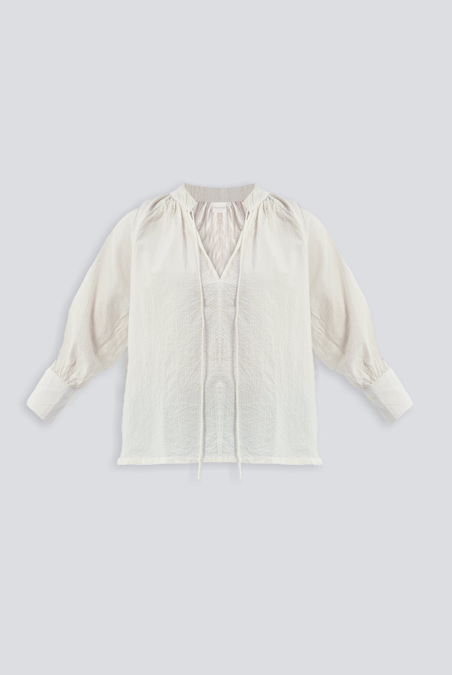 Relaxed Fit Top with Front-tie in Cream Flat Lay