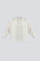 Relaxed Fit Top with Front-tie in Cream Flat Lay