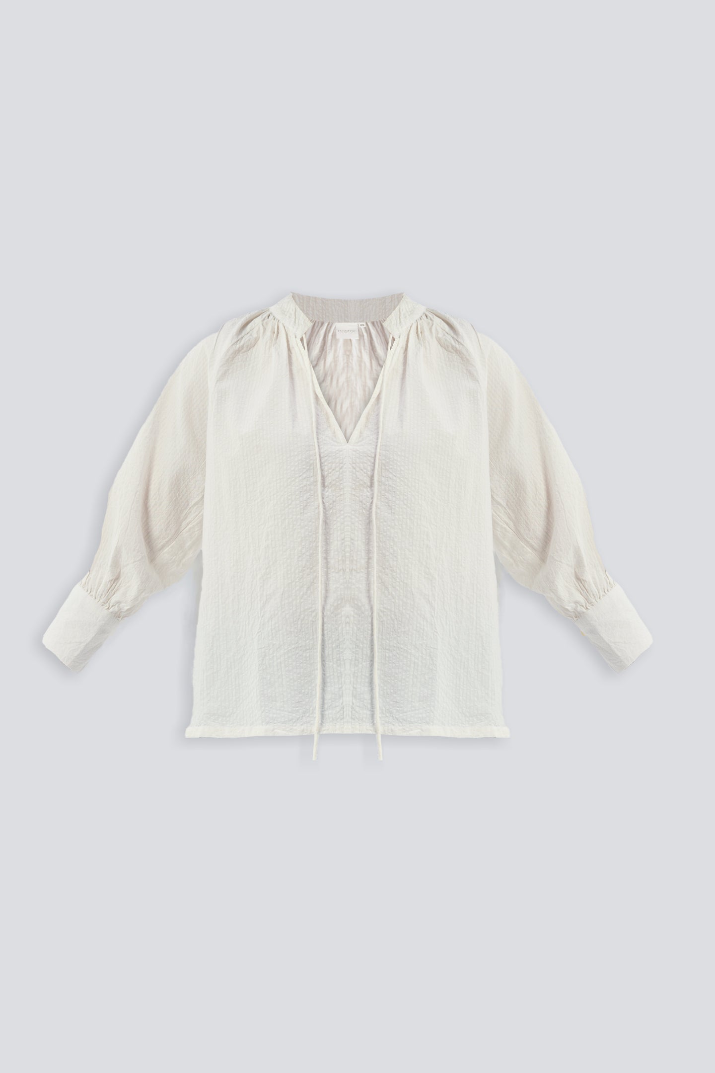 Relaxed Fit Top with Front-tie in Cream Flat Lay