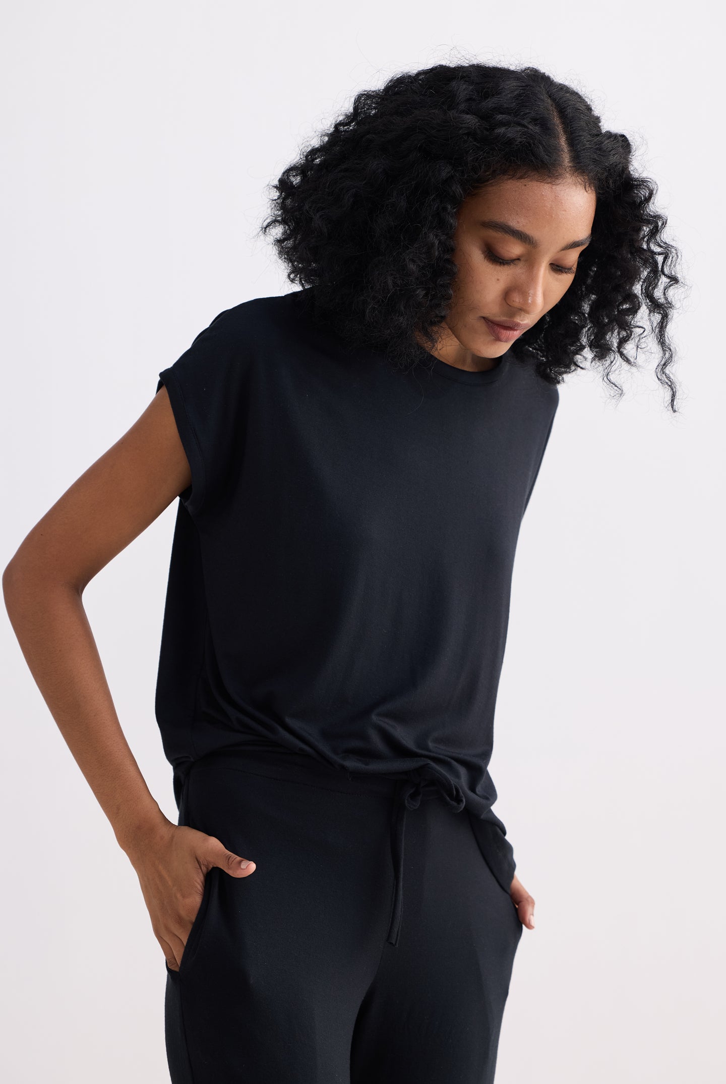Relaxed Tee in Black Closeup