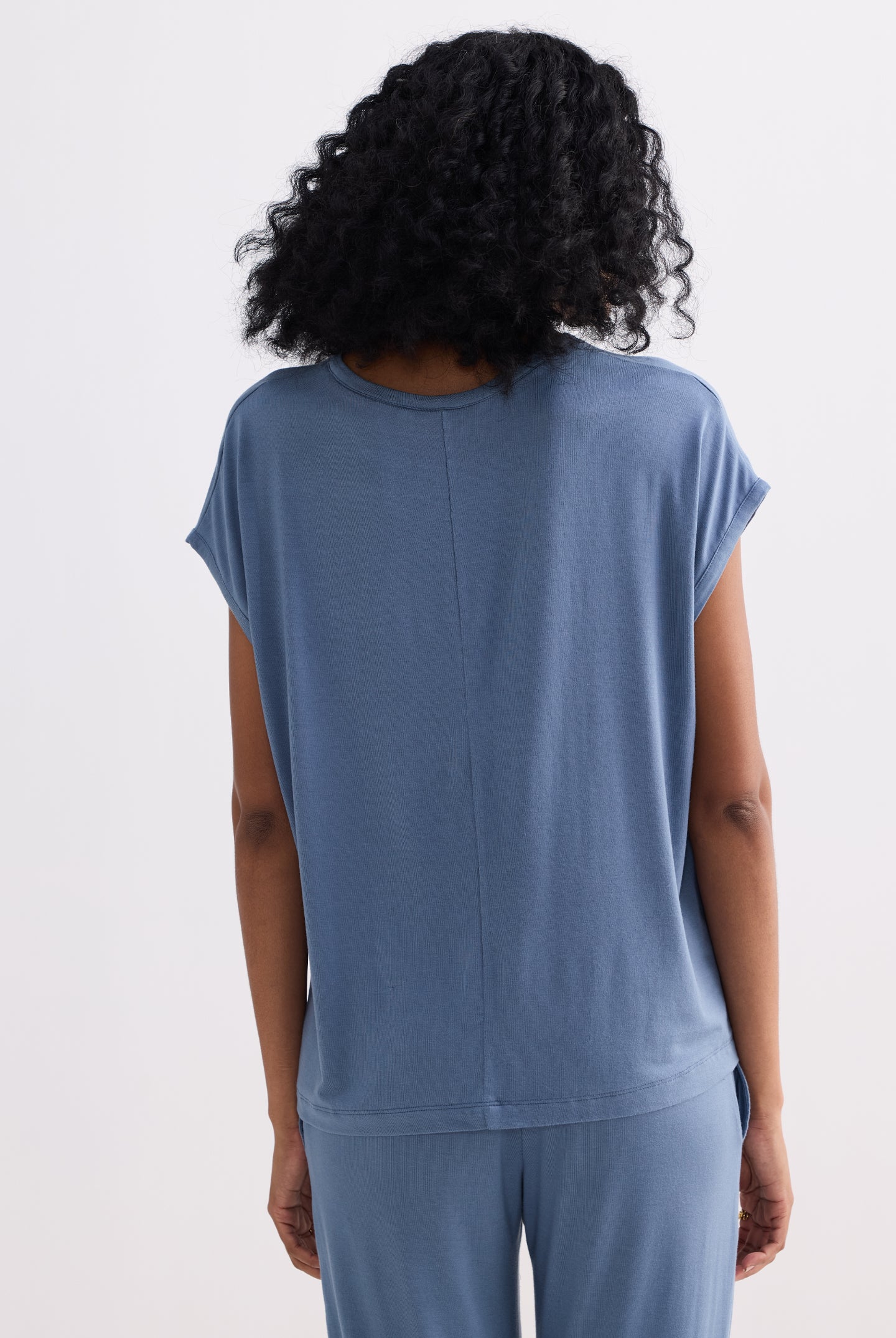 Relaxed Tee in Blue Closeup