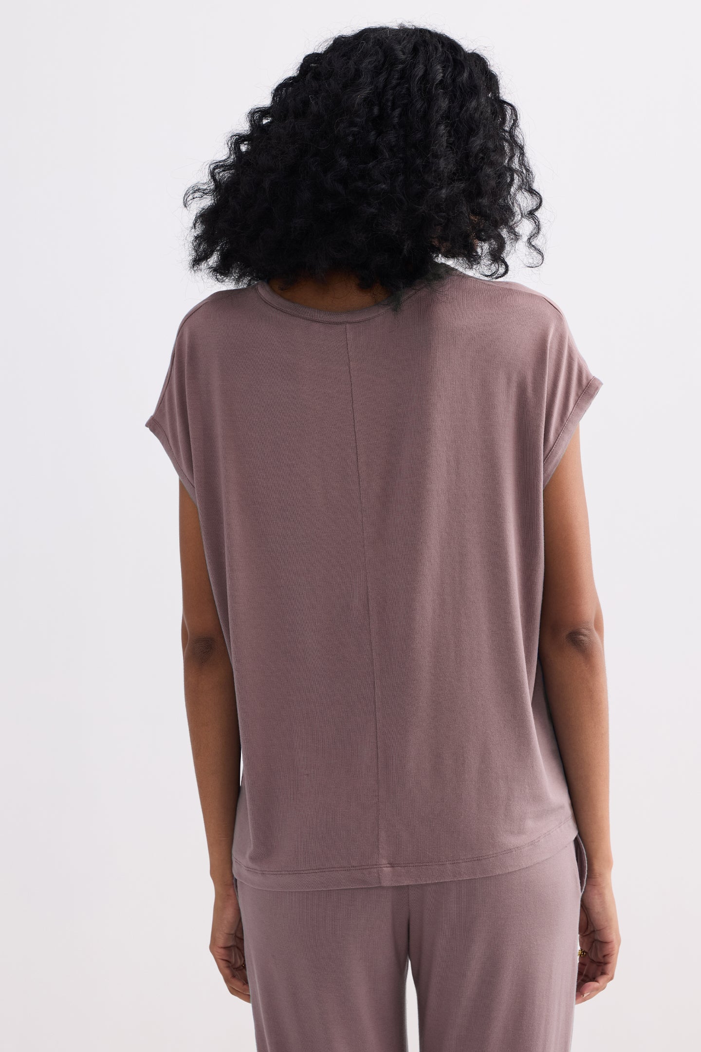 Soft dusty rose relaxed fit tee back view