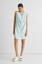 Shirt dress with Shoulder Tie Details in Summer Blue Long Shot