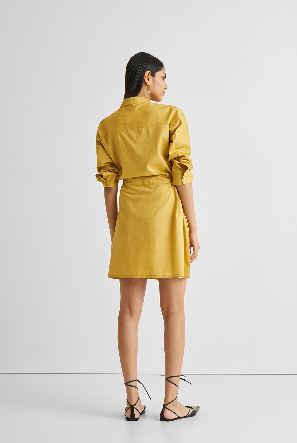 Short Tie Waist Dress in Tuscan Sun Long Shot