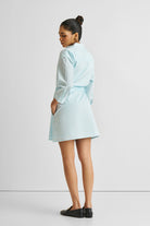 Short Tie Waist Dress in Summer Blue Long Shot