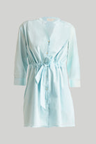 Short Tie Waist Dress in Summer Blue Flat Lay