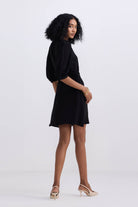 Short Dress with a Waist-tie in Black Longshot