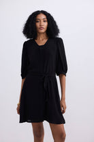 Short Dress with a Waist-tie in Black Longshot