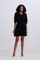 Short Dress with a Waist-tie in Black Longshot