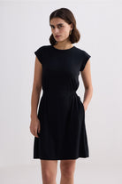 Short Dress With Smocking Side Detail in Black Longshot