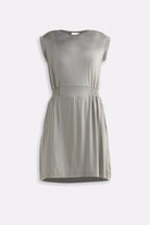 Short Dress With Smocking Side Detail in Light Olive Flat Lay