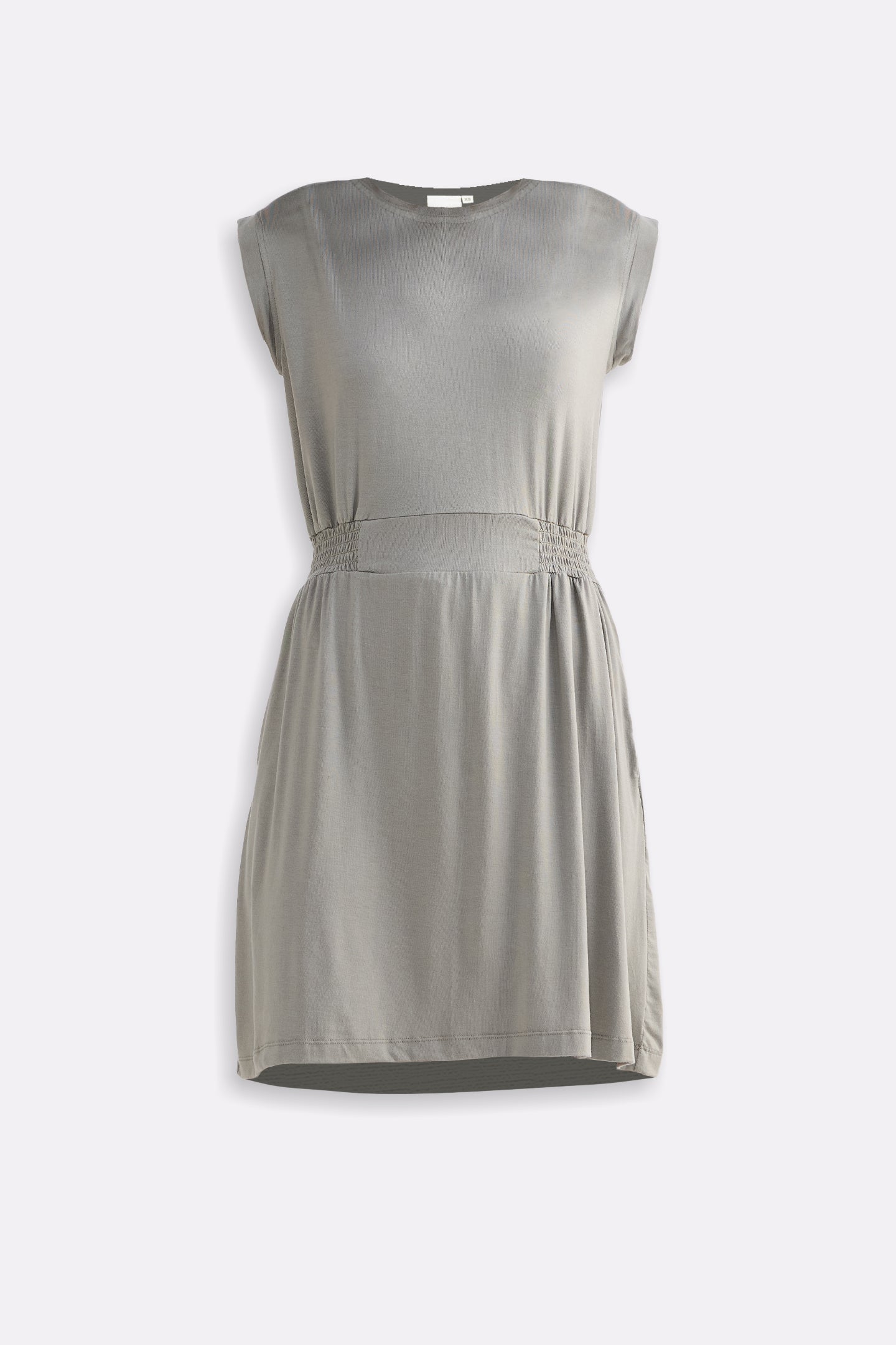 Short Dress With Smocking Side Detail in Light Olive Flat Lay
