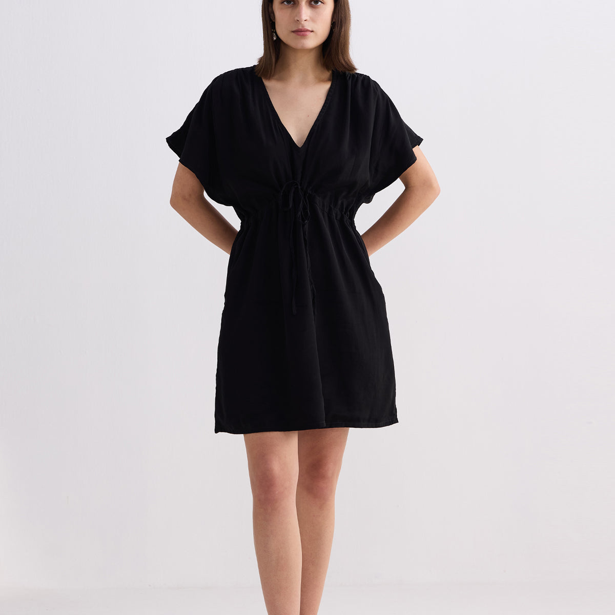 Short Dress with short gathered sleeves